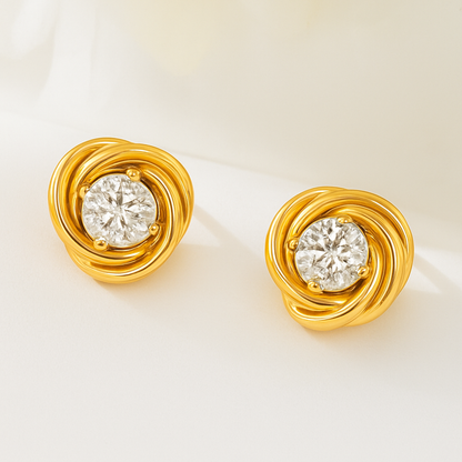 Round Crystal Knot Stud Earrings — Trinity