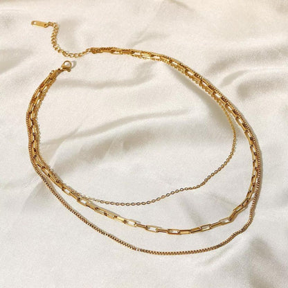 Triple Layer Chain Necklace — Saona