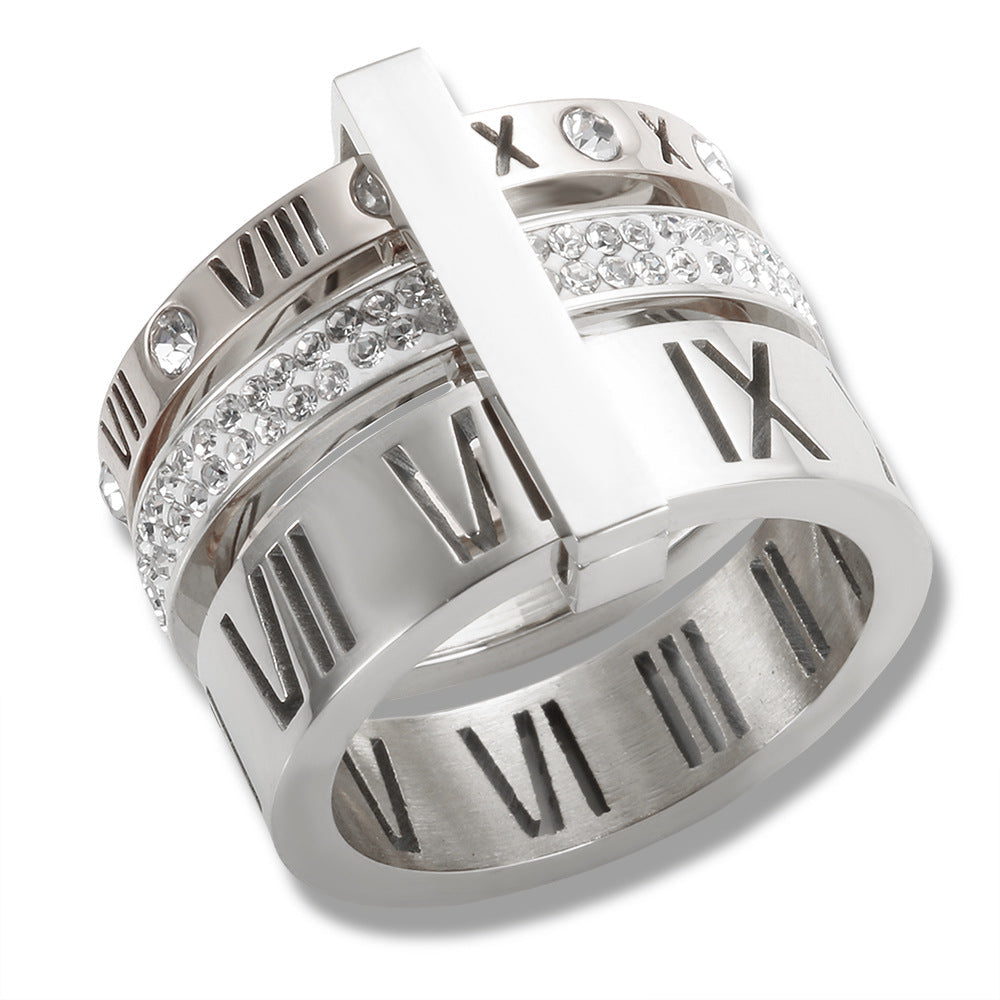 Roman Numeral Crystal Band Ring