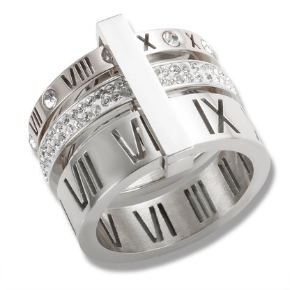 Roman Numeral Crystal Band Ring