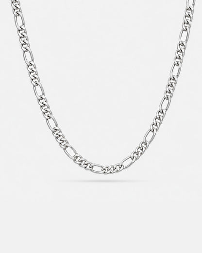 Men’s Silver-Tone Stainless Steel Figaro Chain Necklace, 6 mm