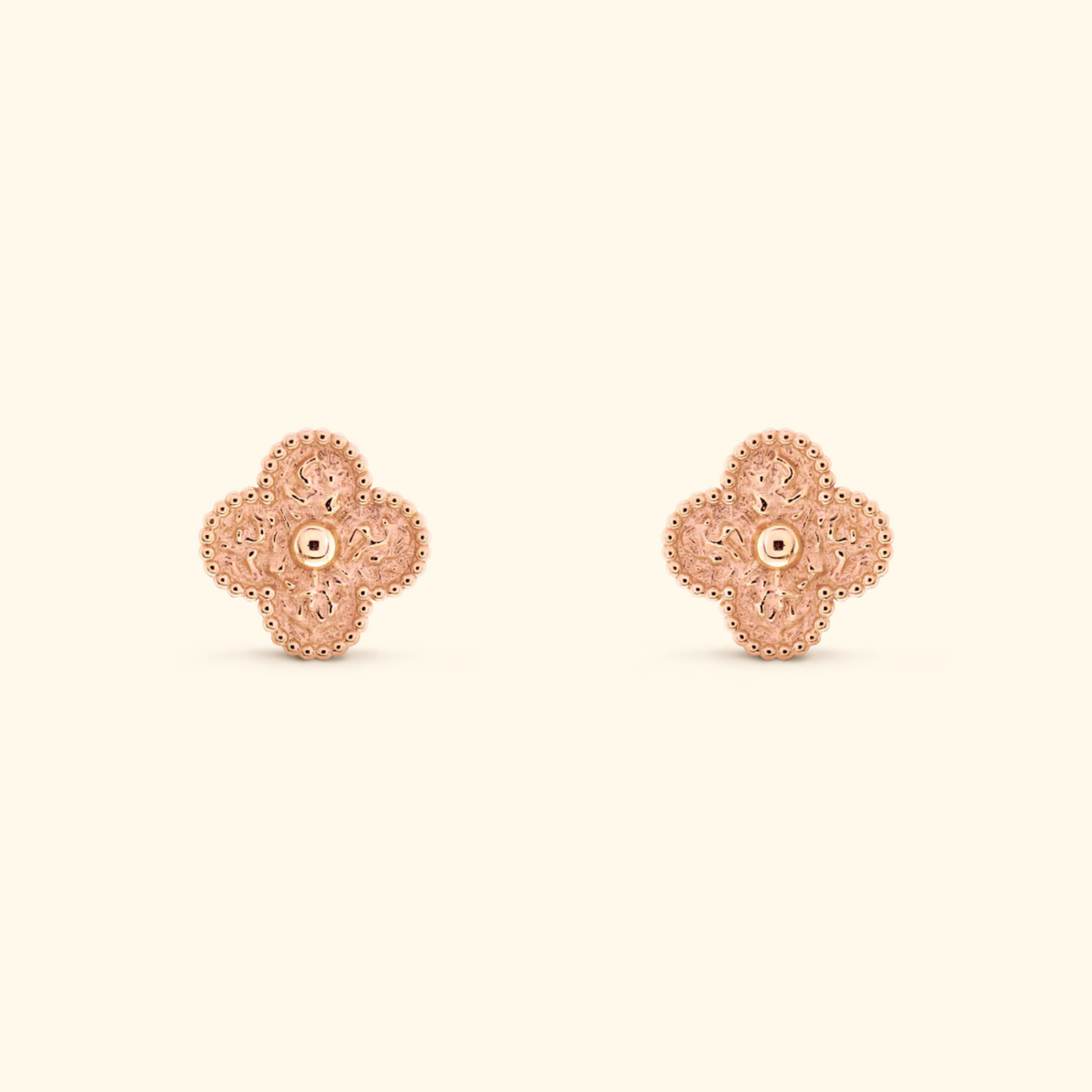 Clover Stud Earrings with Decorative Details