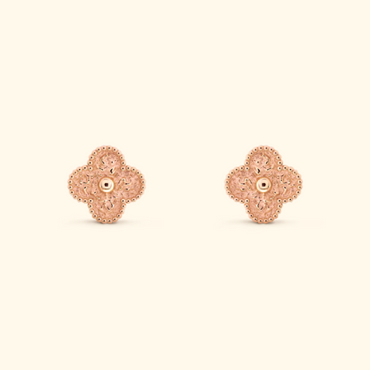 Clover Stud Earrings with Decorative Details