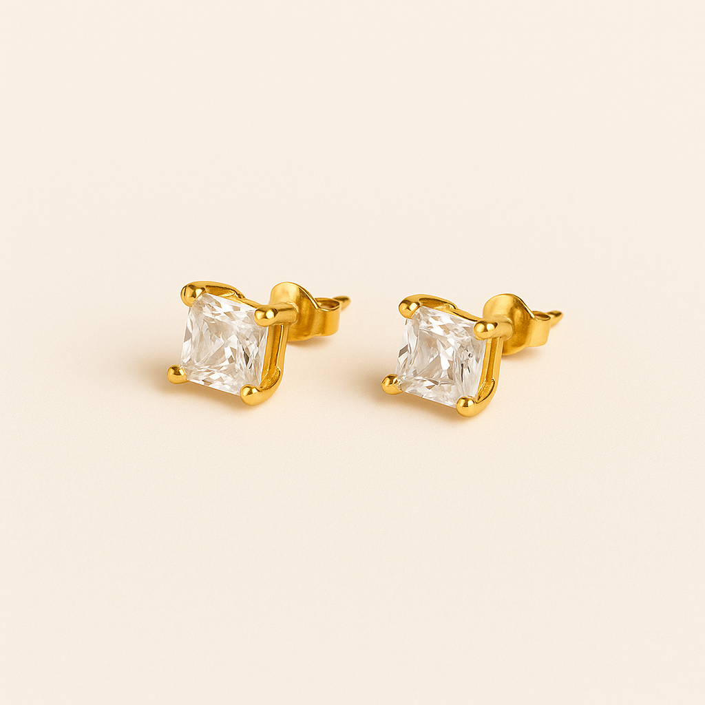 Square Crystal Stud Earrings — April