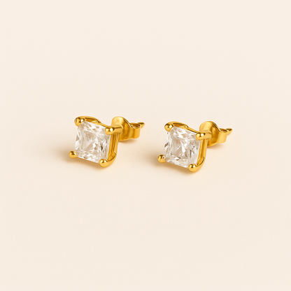 Square Crystal Stud Earrings — April