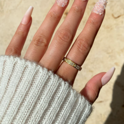 Pave Crystal Accent Band Ring — Amore