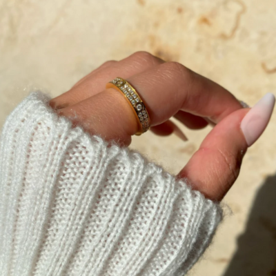 Pave Crystal Accent Band Ring — Amore
