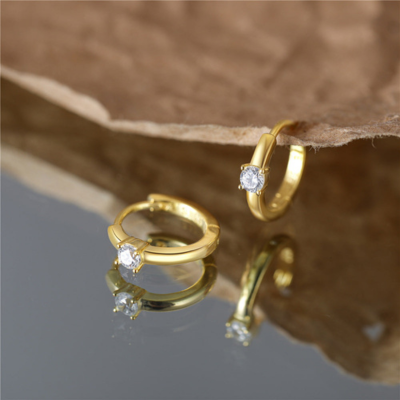 Single Crystal Huggie Hoop Earrings — Morgana