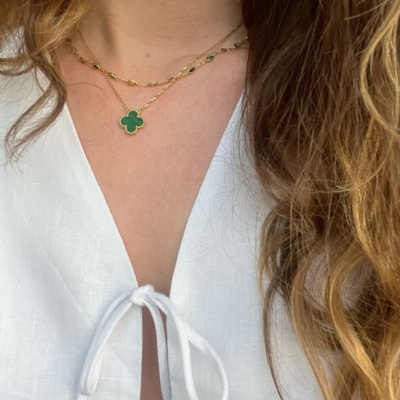 Clover Pendant Necklace, Five Color Options