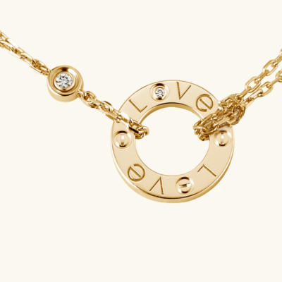 Circular Pendant Necklace with Clear Accent — Ava