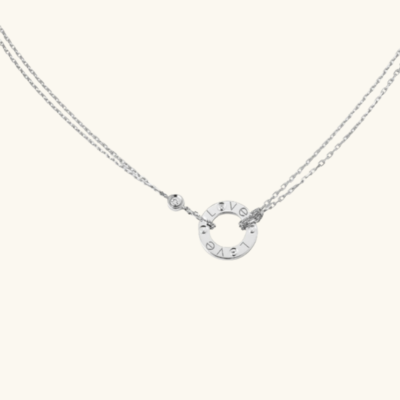 Circular Pendant Necklace with Clear Accent — Ava