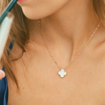 White Clover Necklace Bracelet Earrings Set