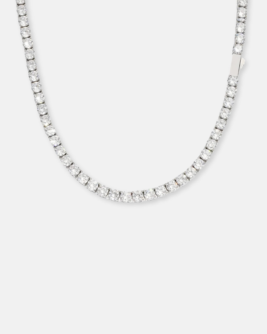 Clear Stone Tennis Necklace, 4 mm, Silver-Tone
