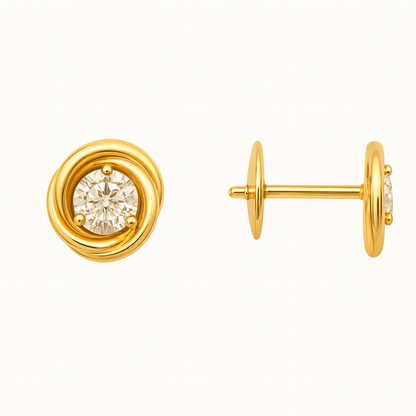 Round Crystal Knot Stud Earrings — Trinity
