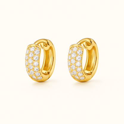 Multirow Pave Huggie Earrings — Amy
