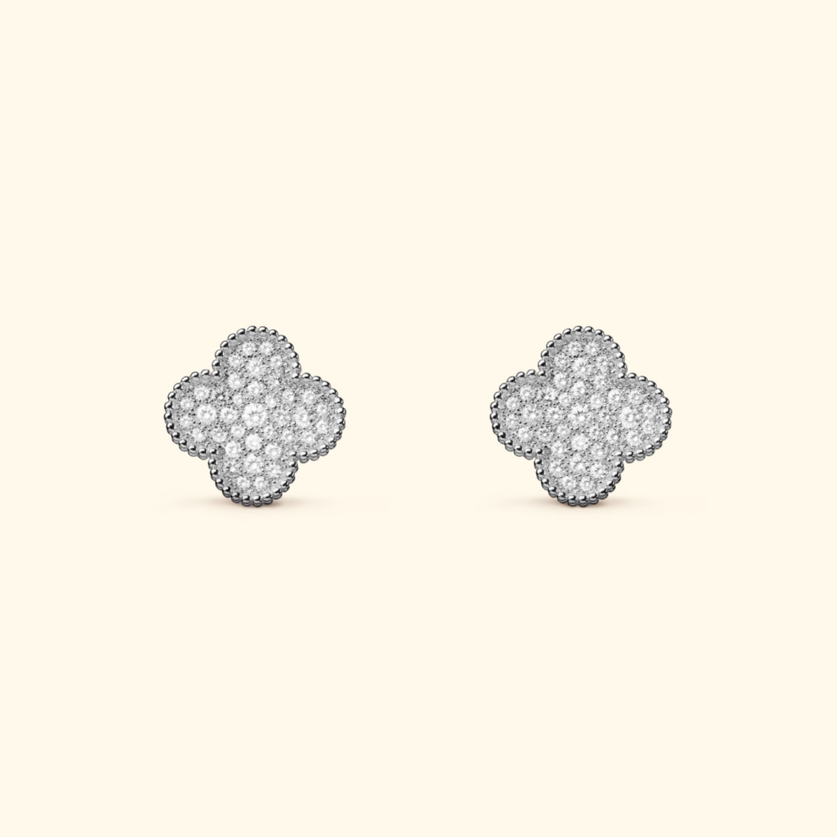 Clover Stud Earrings with Decorative Details