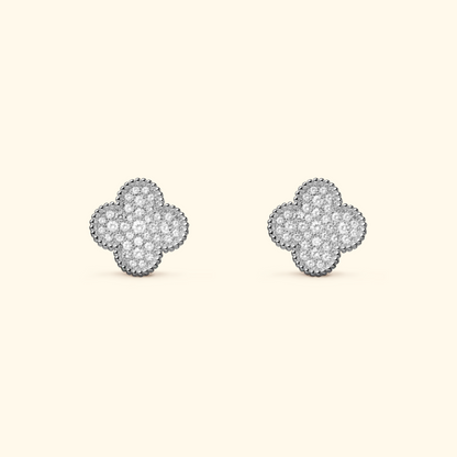 Clover Stud Earrings with Decorative Details