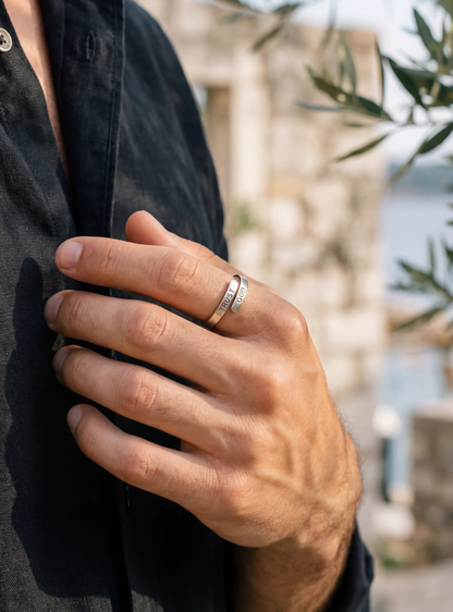 Men’s Trust God Engraved Ring, Silver-Plated Steel, Adjustable