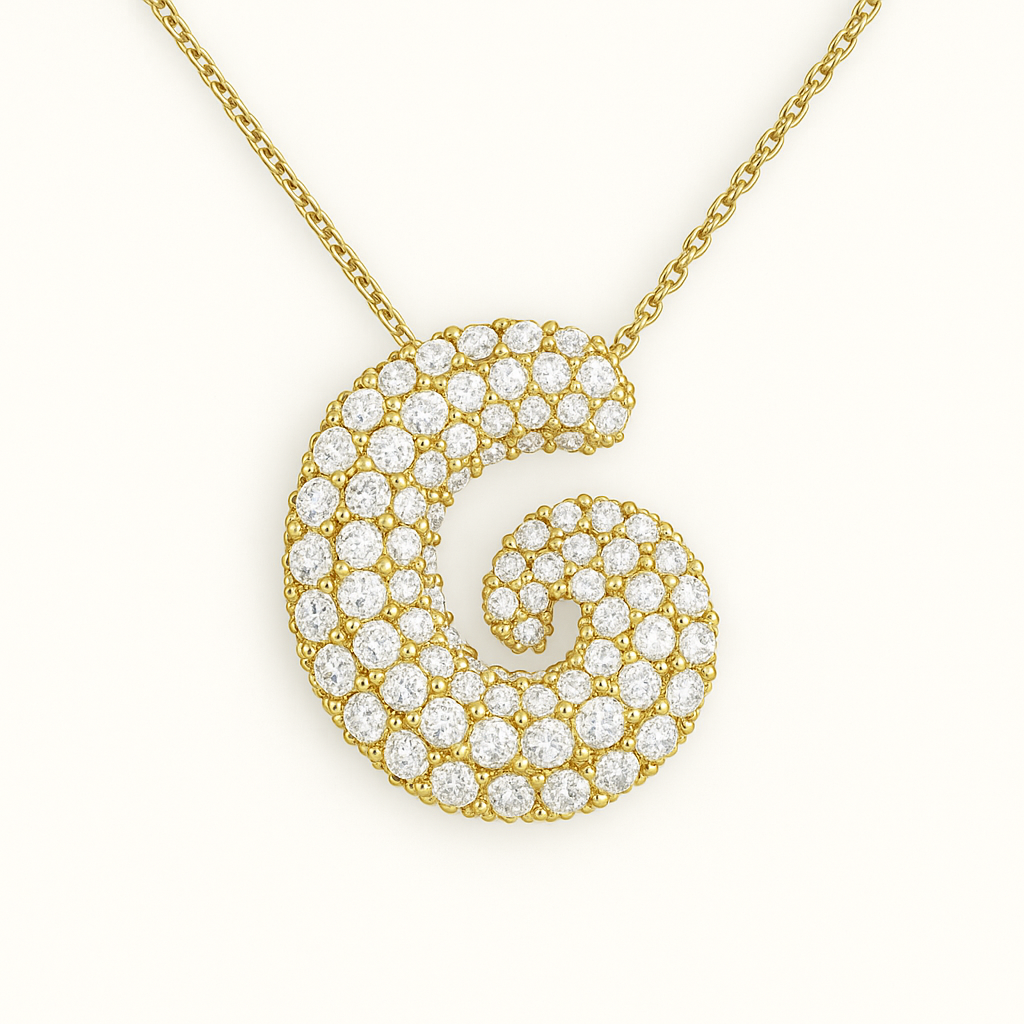 Bubble Initial Crystal Necklace, A–Z, 18 in