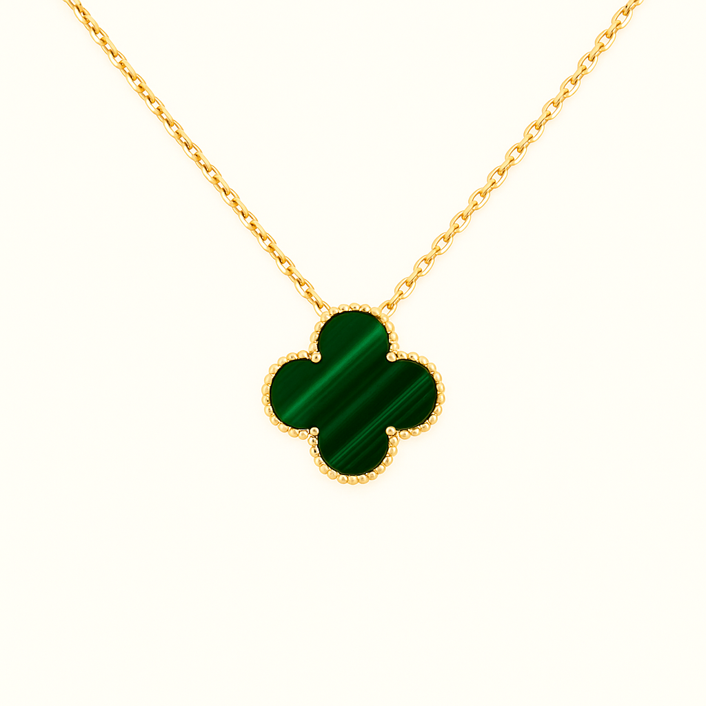 Green Clover Necklace Bracelet Earrings Set