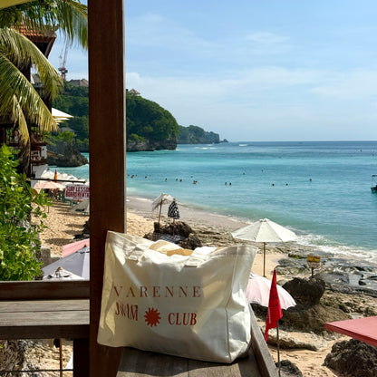 Printed Beach Tote Bag, 45 × 34 cm, Zip Pocket