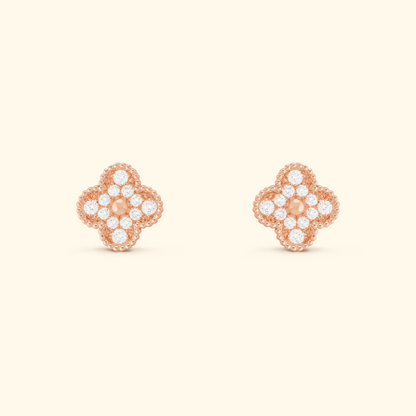 Clover Stud Earrings with Decorative Details