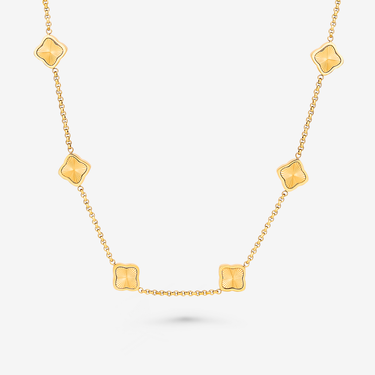Seven Quatrefoil Station Necklace