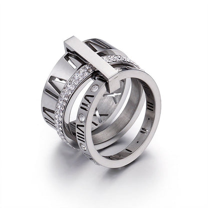 Roman Numeral Crystal Band Ring