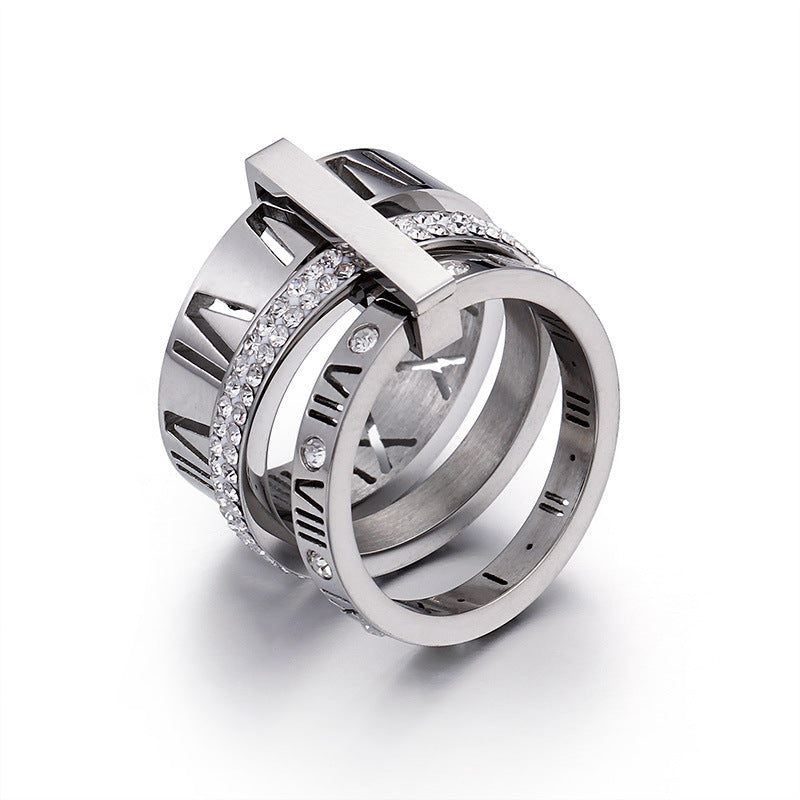 Roman Numeral Crystal Band Ring
