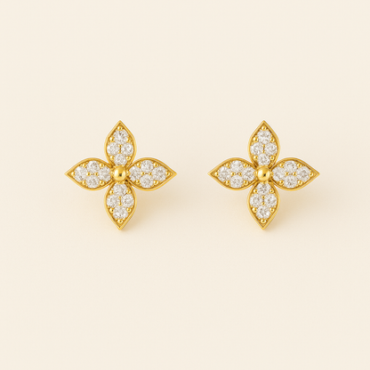 Four-Petal Crystal Stud Earrings — Nicole
