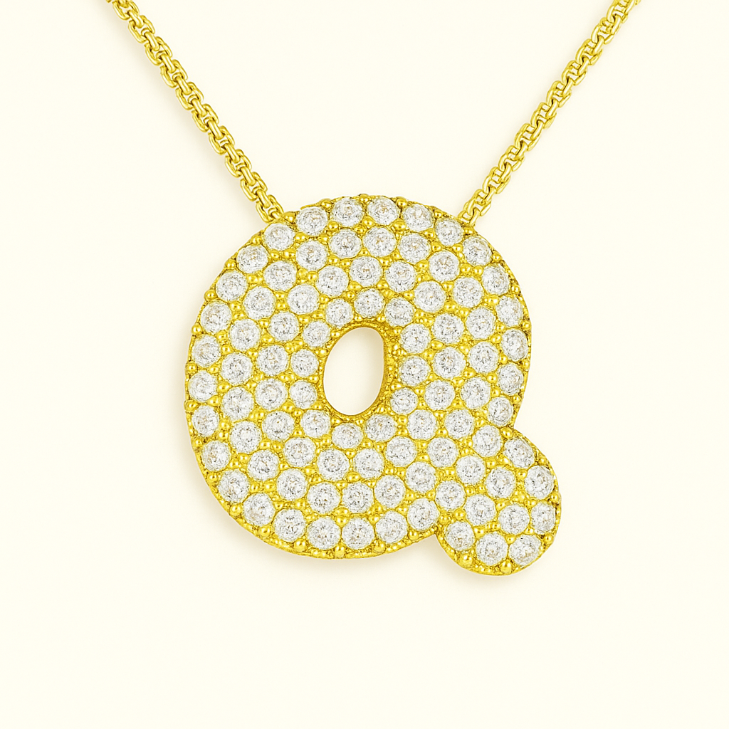 Bubble Initial Crystal Necklace, A–Z, 18 in