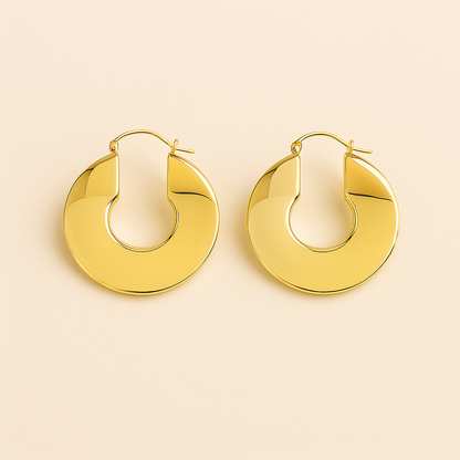 Broad Disc Hoop Earrings — Lille