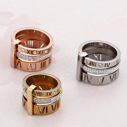 Roman Numeral Crystal Band Ring