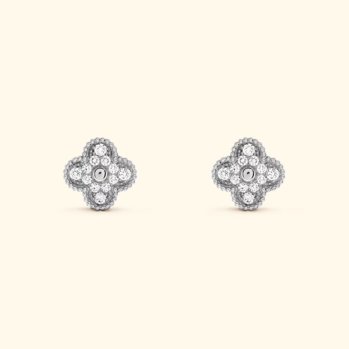 Clover Stud Earrings with Decorative Details