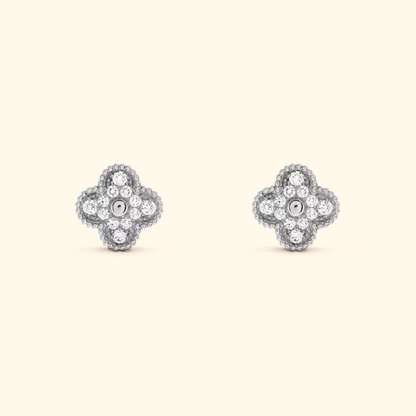 Clover Stud Earrings with Decorative Details