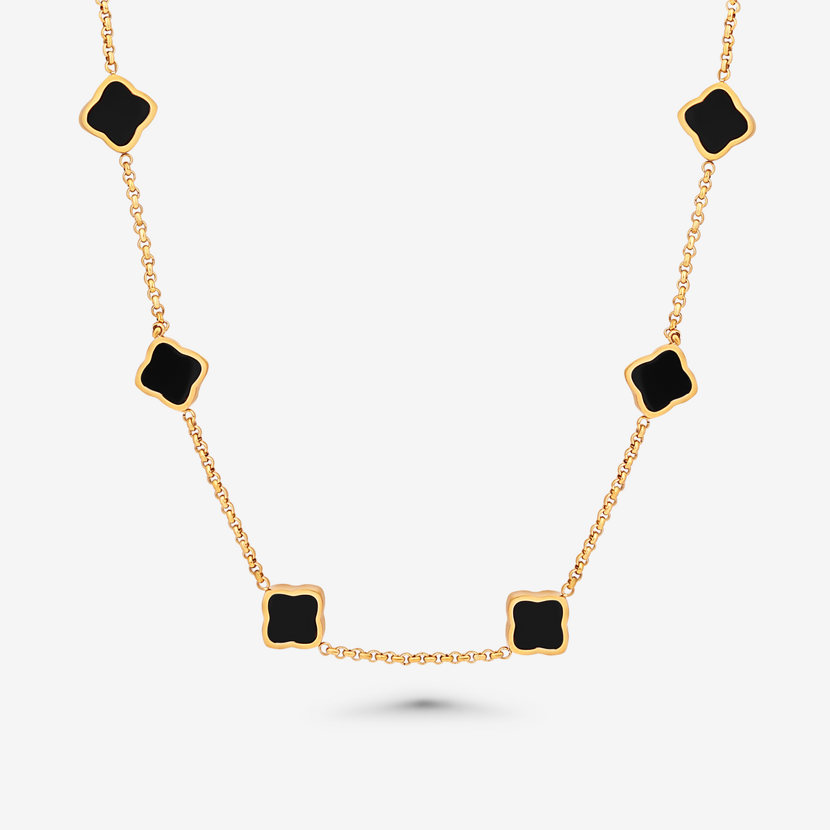 Seven Quatrefoil Station Necklace