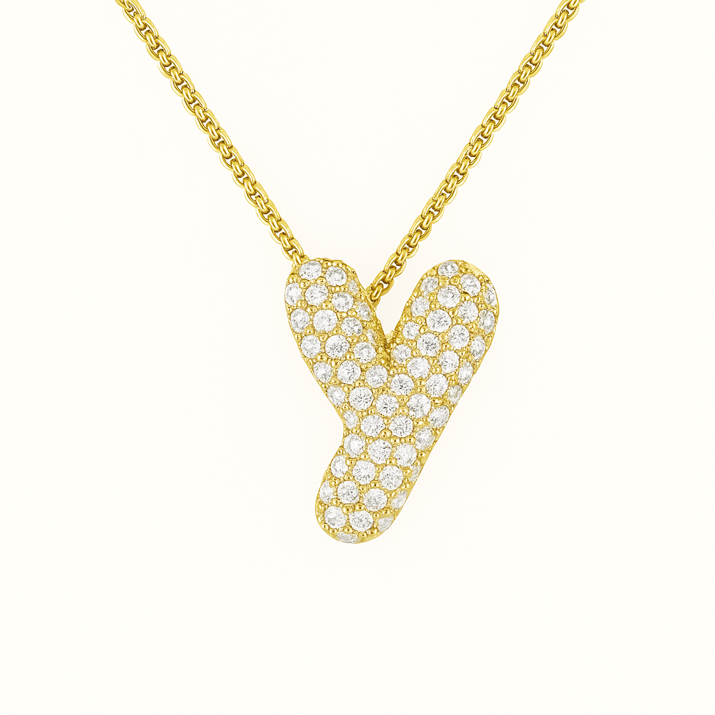 Bubble Initial Crystal Necklace, A–Z, 18 in
