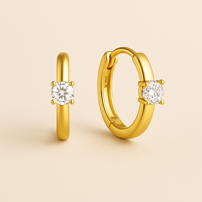 Single Crystal Huggie Hoop Earrings — Morgana
