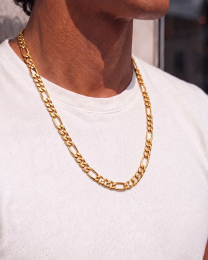 Men’s 18K Gold-Plated Figaro Chain Necklace, 6 mm