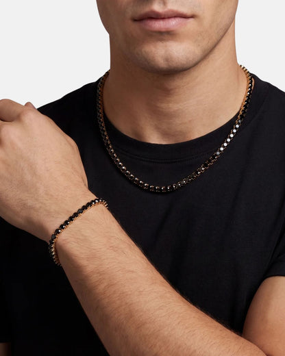 Black Tennis Necklace, 4 mm, 14K Gold-Plated
