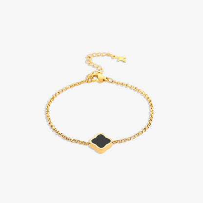 Black Quatrefoil Charm Bracelet