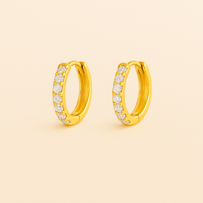 Single Row Pave Huggie Hoops — Alexandria