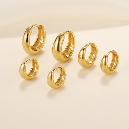 Rounded Mini Hoop Earrings, 10–14 mm — Hilda