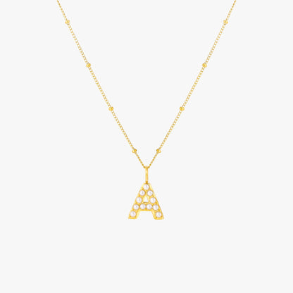 Mother-of-Pearl Initial Necklace, A–Z