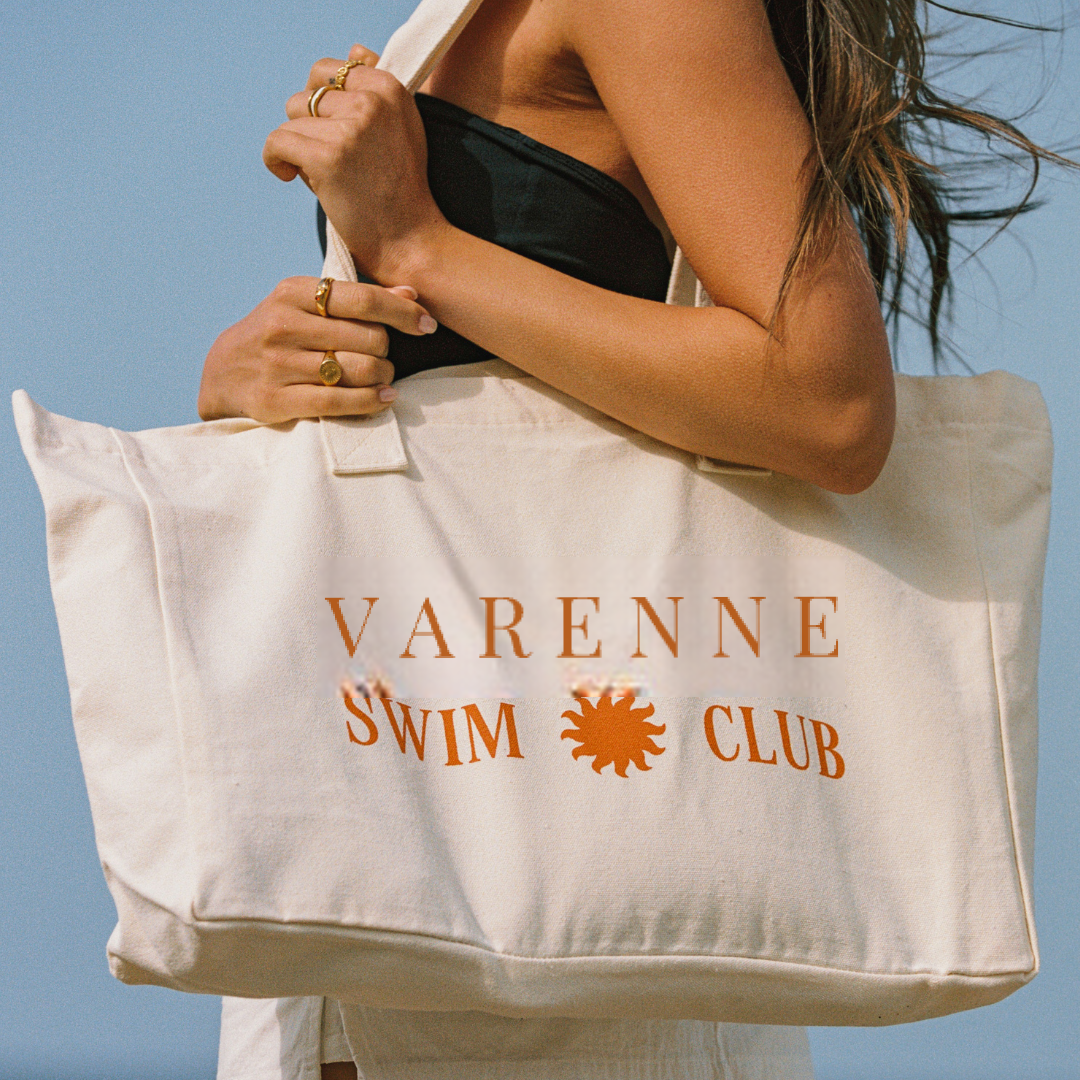Printed Beach Tote Bag, 45 × 34 cm, Zip Pocket