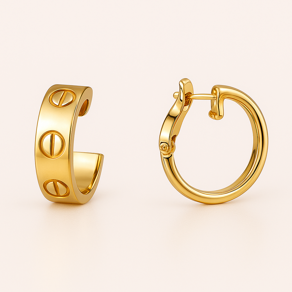 Screw Detail Hoop Earrings — Love