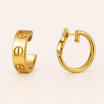 Screw Detail Hoop Earrings — Love
