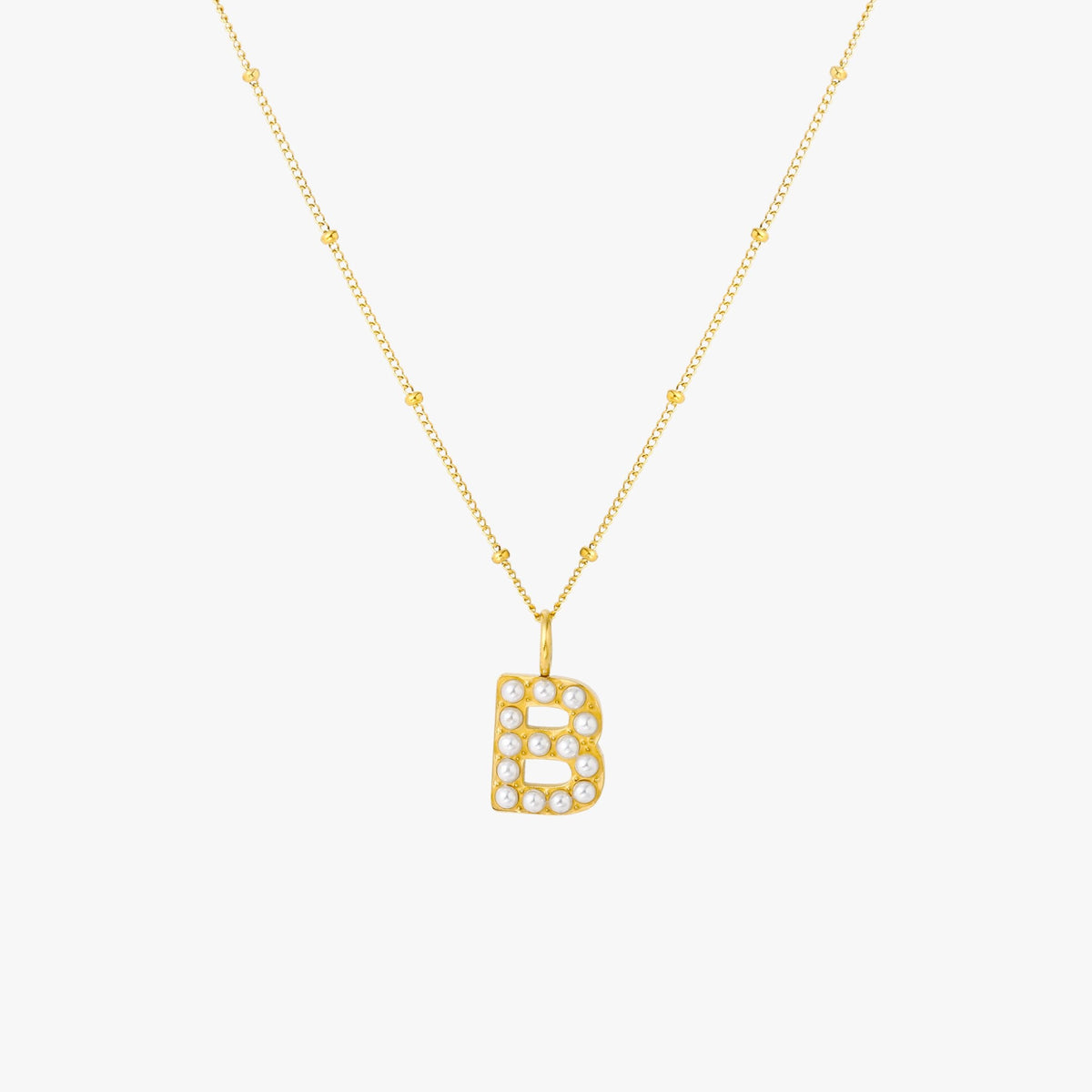 Mother-of-Pearl Initial Necklace, A–Z