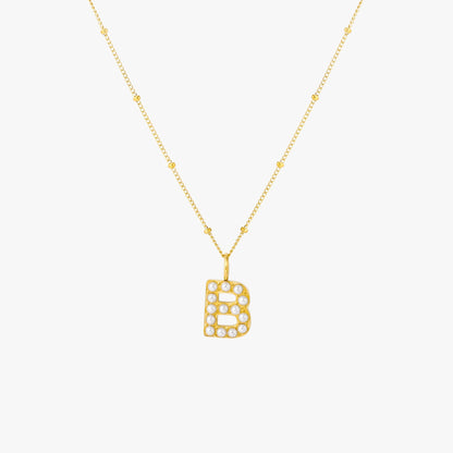 Mother-of-Pearl Initial Necklace, A–Z