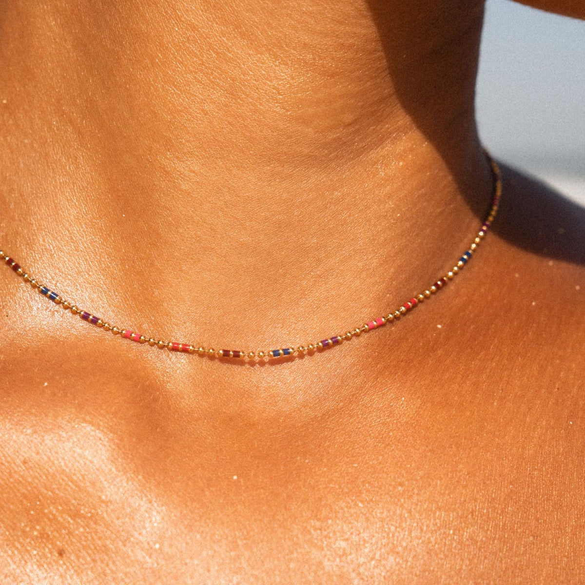 Multicolor Beaded Choker, 39 cm — Bahía
